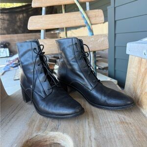 Black Lace-Up Ankle Boots